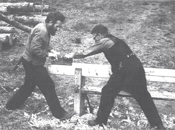 Det er ingen av svara frå Oppland som har skisser som viser utforminga av skottbenkar. Dette biletet er henta frå Maihaugens bok om Handverk frå år 2000. Teksten til biletet er: To mann høvler not og fjær på golvbord med okshøvel. Demonstrasjon i Vågå i 1987.  Det er heilt klart ein skottbenk med tilhøyrande høvel vi kan sjå på biletet, men dette er ikkje informasjon som er opplyst om i boka. Det kan altså vere grunn til å undersøkje om denne skottbenken framleis kan finnast i Våga.